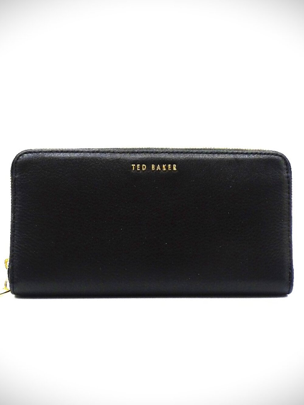 TED BAKER LONDON Genuine Black Color Leather Zip Around Wallet WXLLACEYY